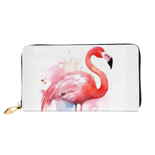 Flamingo Watercolor Women's Wallet Large Capacity Credit Card Holder Zip Phone Clutch Ladies Travel Purse