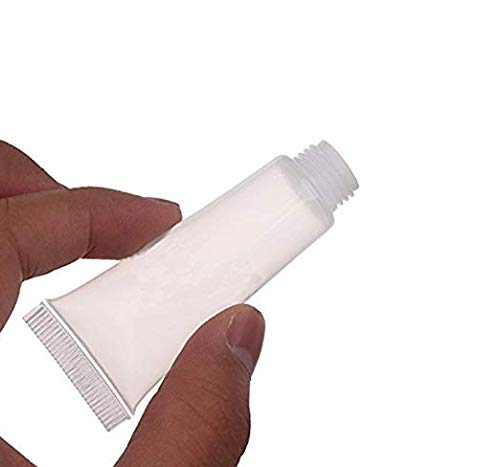 LASSUM 10 Pcs Clear Empty Refillable Plastic Tubes Bottle with Screw Cap, Travel Cosmetic Bottles for Body Lotion Shower Gel Shampoo Cleanser