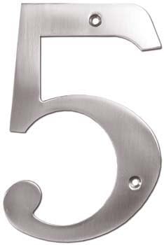Deltana RN6-5 6" Solid Brass Residential Number 5, Lifetime Polished Brass