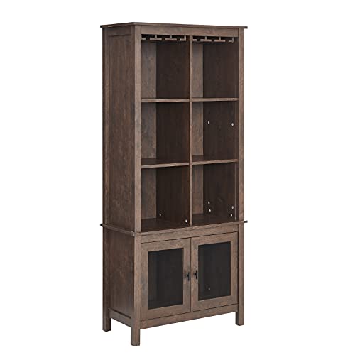Home Source Jill Zarin Mahogany Bar Cabinet Bookshelf With Glass Doors #TOP2