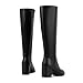 zhsrin Black Knee High Boots Women Chunky Heel Round Toe Side Zipper Tall Boots for Women Comfortable Long Boots