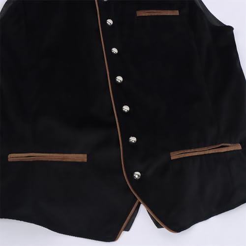 Chaleco medieval hombre ajuste estrecho de estilo vintage básico con botones 5