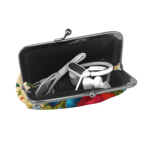 Pu Leather Buckle Coin Purse Vintage-Butterflies-Flowers Girls Kiss-Lock Change Purse Wallets4