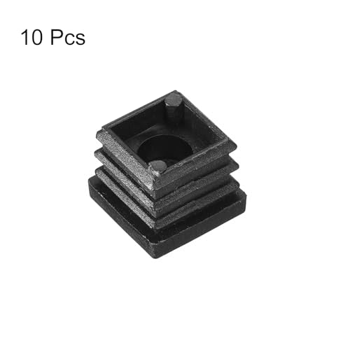 Image of uxcell 10Pcs Inserts for Square Tubes with M8-1.25mm Thread, for 0.79 inchx0.79 inch OD Square Tube, Black Plastic Plug Caster Insert Chair End Caps Furniture