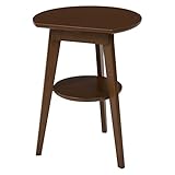 萩原 サイドテーブル 丸型 机 ナイトテーブル 【壁付けできる】 丸テーブル 天然木 ダークブラウン VT-7972DBR