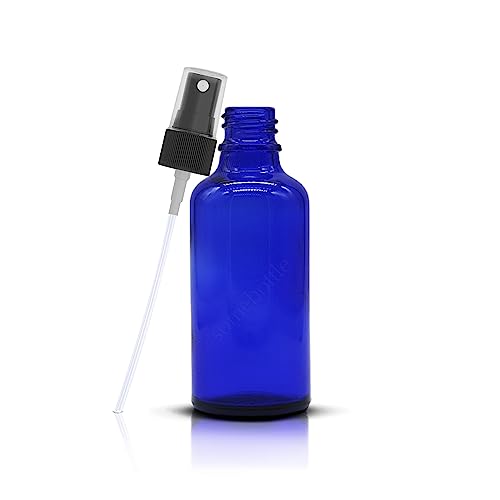 Intelligent Healthcare PACK of 40-50ml BLUE Glass Spray Bottles with BLACK Atomiser Mist Sprays - Cobalt Blue Spray Bottles Refillable, for Liquid/Cosmetics/Essential Oil/Aromatherapy/Perfumes - Image 3