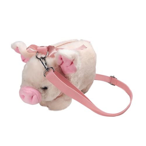 Sac cochon rose peluche mignon grande capacité pour ranger fournitures