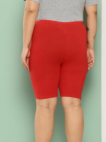 Image of LEADING LADY Women's Solid Cotton Mid Rise Shorts | Skinny fit Short for Workout, Yoga, Gym & Running Shorties (Pack of 3)