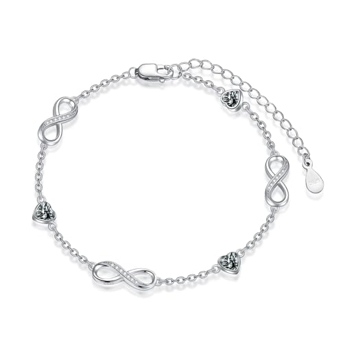 Image of Dorunmo Ankle Bracelet for Women 925 Sterling Silver Natural Stone Bracelet Anklet Summer Beach Jewelry Birthday Gifts for Mom