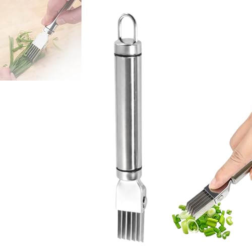 Shred Silk The Knife, 2025 Green Onion Cutter Stainless Steel Chopped Kitchen Slicing Tool Cutter for Vegetables Onion Garlic, Multifunctional Kitchen Food Vegetable Cutter Kitchen Gadget (A 1Pack)