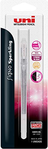 Caneta Gel SIGNO Sparkling UM-120SP, Uni-Ball, Prata, Blister c/1...