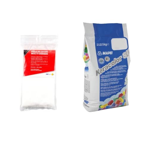 Mapei Keracolor SF 100 Blanc + 1 Linge Coton Multiusage - Nettoyage Laitance - Joint Carrelage Flex Hydrofugé Etanche Pour Interieur Exterieur Salle De Bain (5) Cover