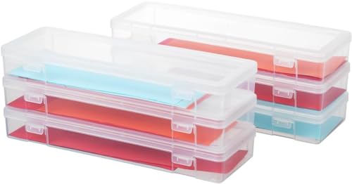 Image of 6 Pack Large Plastic Storage Boxes with Lids, Craft Jewelry Life Item Organizer for Puzzles, Pens, Rings, Needle and Thread, Nail Polish, Remote Controls