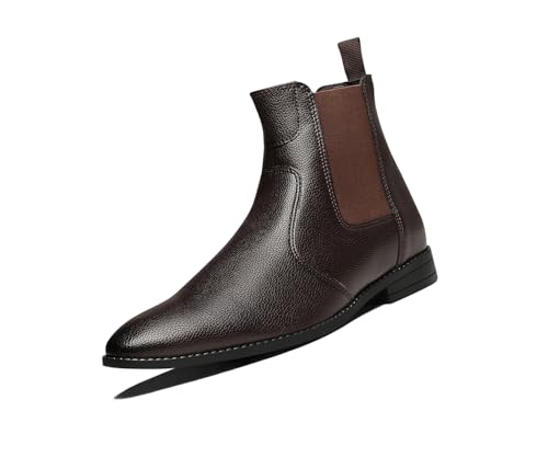 Image of LOUIS STITCH Men's Chelsea Boots | Handcrafted | High Ankle Boot| Comfortable Formal Office & Casual Wear Shoes | Dual Tone Patina Finish (LSRGPDCL)