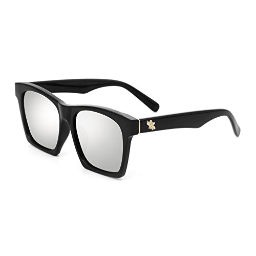 AKG Square Mirror UV400 Polarized Sunglasses for Men Women with Zipper Case 17059