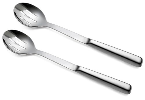 Soro Essentials – Set of 2- Stainless Steel Buffet Slotted Serving Spoon with Hollow Handle- Mirror Polished Serving Utensils Cutlery Utensil Elegant Design for Home Kitchen Banquet Buffet Restaurant
