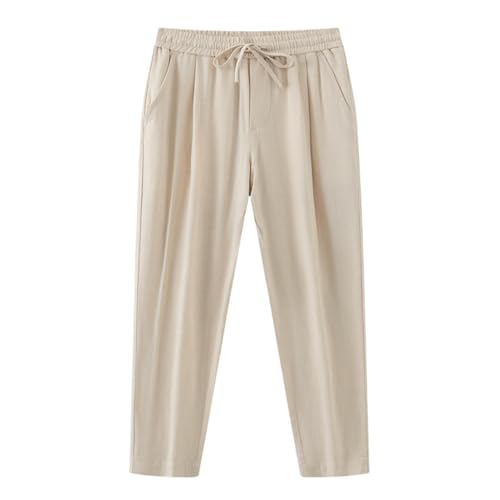 Pantalon long décontracté en coton et lin homme léger respirant coupe ample