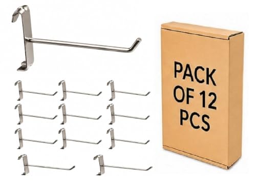 Image of Q1 Beads 12 Pcs 8 inch Stainless Steel Gridwall Panel /Mesh /Jali /Grid Display Hook Hanger for Showroom, Mobile Shops,Supermarket Hanging in Garment & Grocery Shops etc.(Chrome) (8 inches)