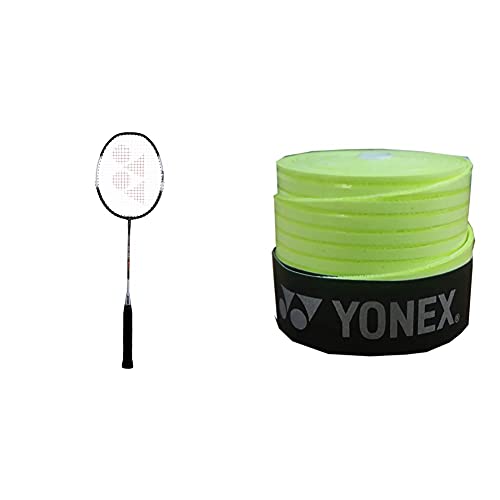Image of Yonex ZR 100 Light Aluminium Badminton Racquet with Full Cover | Made in India (Black)+Yonex ET 903 E Super Rubber Badminton Grip (Yellow)
