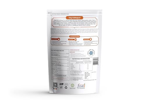 Image of Indian Kitchen Foods Jain Veg. Kolhapuri |Freeze Dried Gluten-Free Ready to Eat Instant Vegetarian Meal - Rehydrated Wt. 260 gm