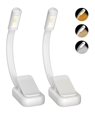 Book Light for Reading in Bed - 2 Pack, AAA Battery Clip-On LED Reading Light with 3 Colors & Stepless Dimming