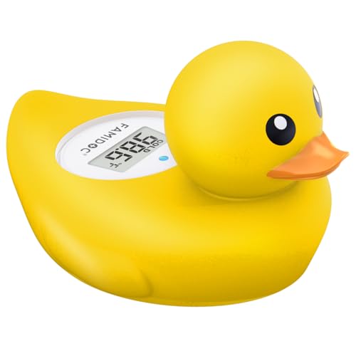 Image of Baby Bath Thermometer Famidoc FDTH-V0-22 Water Temperature Test Floating on Water and Room Digital Bath tub Thermometers Duck Bath Thermometer Baby Safety New Upgraded