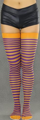 Image of ToBeInStyle Women's Opaque Hosiery Thin Striped Thigh High Long Stocking