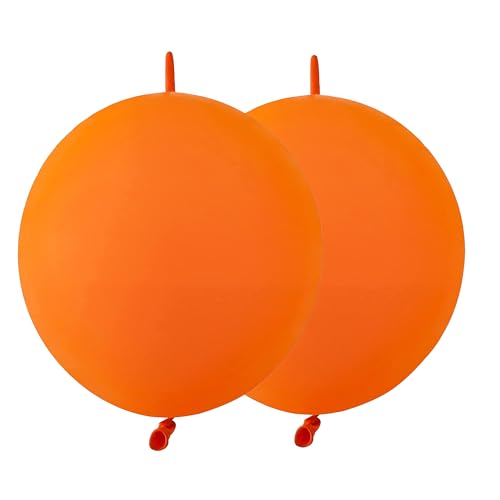 Image of 120 Pcs Link Balloons 12 Inch Linking Balloons for Birthday Wedding Party Festival Decorations (Orange)