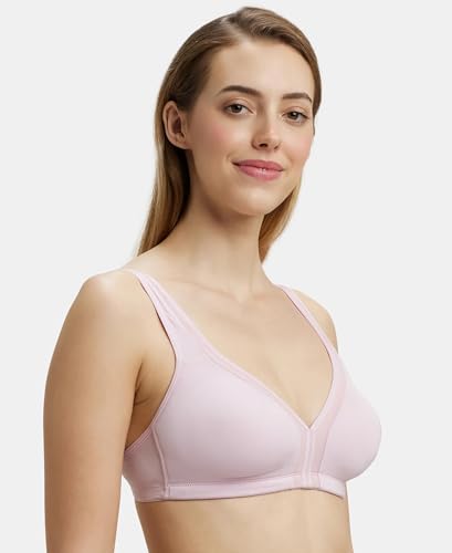 Image of Jockey 1820 Women Wirefree Non Padded Soft Touch Microfiber Elastane Stretch Full Coverage Everyday Bra with Stylised Mesh Panel