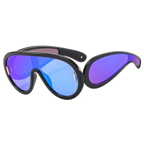 Lunettes de soleil surdimensionnées tendance homme femme verres miroir monoblocs UV400