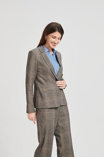 Elegant Checkered Lapel Office Blazer for Women - Business Formal & Professional Workwear2