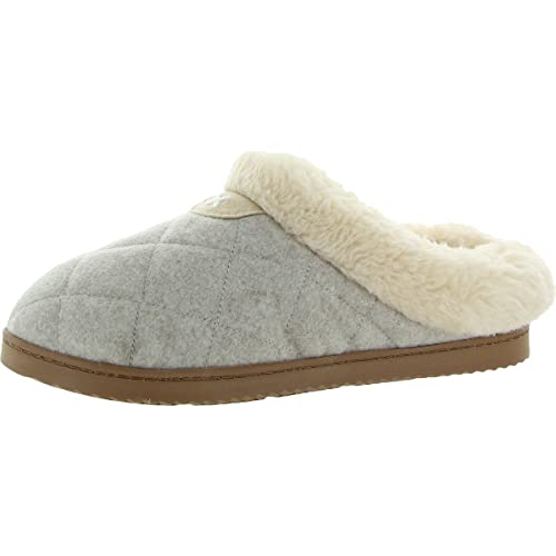 Dearfoams Womens Quilted Slip-On Slide Slippers Ivory 9-10 Medium (B,M)