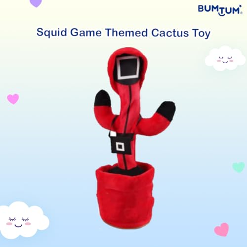 Image of BUMTUM Dancing Singing Squid Game Theme Character Toy, Wriggle & Singing for Babies & Kids, Plush Musical Electronic Toys, Voice Recording Repeats(Red)