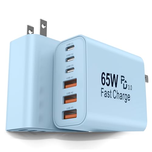 Image of 2-Pack 65W USB C Charger Block, 6-Port Fast Wall Charging Block [3 PD USB-C & 3 QC USB-A] for iPhone 17 16 15 Pro Max, iPad Pro, Galaxy S26 S25, Pixel 10 9, iWatch,Google & More