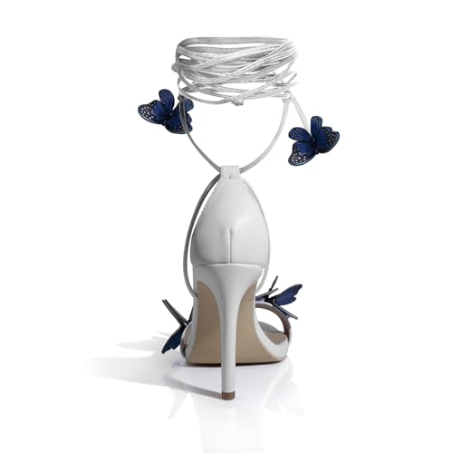 iadore Fashion Women Stiletto High Heel Shoes with Butterfly Decorations Lace up Summer Dress Sandals Size 5-12 US3