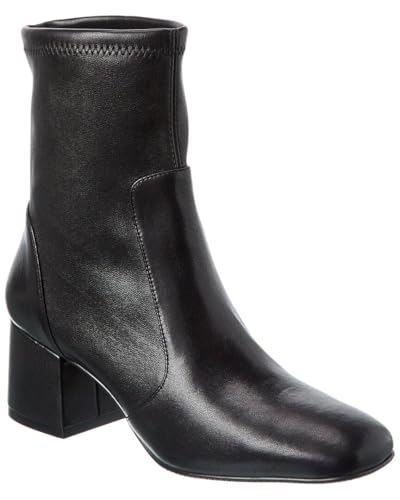 Stuart Weitzman Sleek 60 Leather Sock Bootie, 8, Black