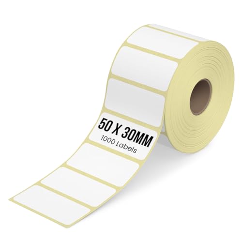 BRANDSFINITY Pack of 1 Thermal Transfer Barcode Label Stickers 50mmx30mm (5cmx3cm) | Sticky Labels for Shipping Barcoding and Inventory | 1000 Labels per Roll