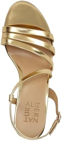 Naturalizer Womens Kimberly Strappy Slingback Dress Sandal Gold Mirror Leather 9 W | Image 1