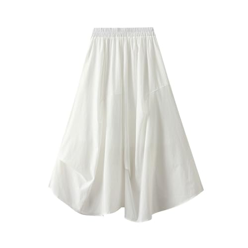 Skirts for Women Asymmetric A-Line Pleated Midi Skirt High Waisted Flowy Skirt with Unique Hemline for Office Casual