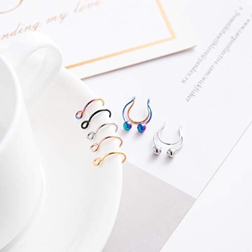 25Pcs Stainless Steel Fake Nose Ring Hoop for Men Women Faux Lip Ear Septum Ring Non-Pierced Body Jewelry4