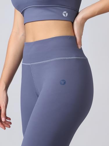 Image of TECHNOSPORT Women's Solid Slim Fit ELASTOPLUS Tights High Waist Polyester Gym Leggings for Yoga Running Workout UPF50+ Anti Odour