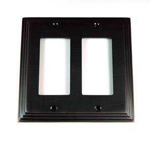 Deco Step Style Oil Rubbed Bronze 2 Gang GFI/Rocker Wall Plate