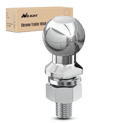 Image of Nilight 2 inch Chrome Trailer Hitch Ball | 7,500 lbs, 1 inch x 2-1 /8 inch Shank Universal fit Trailer Hitch Ball Custom Engineered for Heavy Duty Towing