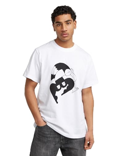 G-Star Raw Ilustración Leg Loose R T Camiseta, Blanco White D25681-C336-110, L Para Hombre G-Star Raw Ilustración Leg Loose R T Camiseta, Blanco White D25681-C336-110, L Para Hombre