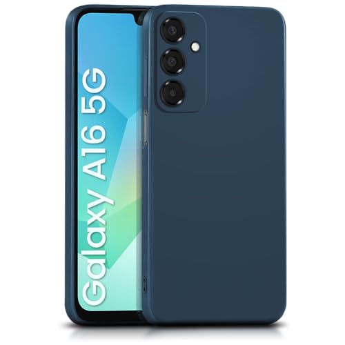 WOW IMAGINE Back Cover for Samsung Galaxy A16 5G | Ultra Slim Soft Rubberised Case | Inner Velvet Fabric Lining | Matte Silicone Flexible Mobile Case | Camera Protection – Blue- Best and cheap mobile covers in India