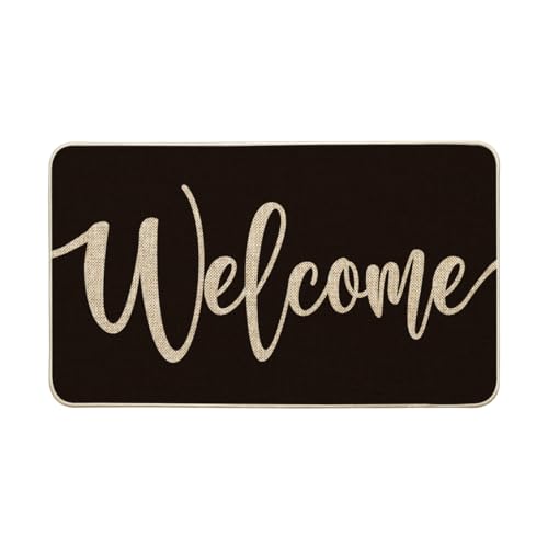 Artoid Mode Black Welcome Doormat, Home Decor Low-Profile Switch Rug Door Mat Floor Mat for Front Door Indoor Outdoor 17x29 Inch