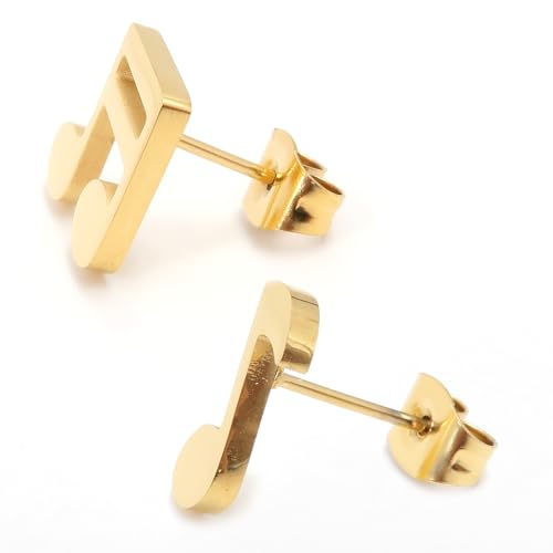 Steelmeup Stainless Steel Music Notes Quaver Post Stud Earrings Silver Gold Black Color2