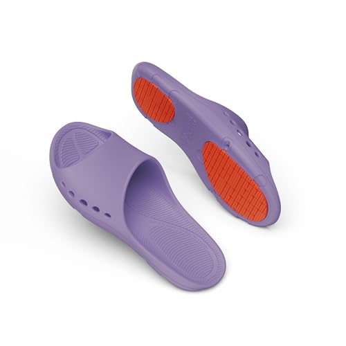 Image of KENROLL KW211 Non Slip Shower Slides, Thin Flat EVA Slippers | 7 drainage holes (5 side+2 bottom), rubber anti-slip patches, lightweight, for pool beach dorm gym, unisex, barefoot feel