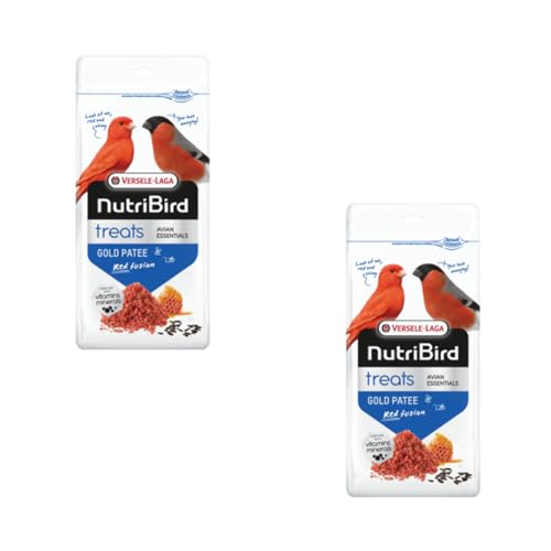 Versele-Laga NutriBird Treats Gold Patee Red Fusion | Paquete Doble | 2 x 250 g | Alimento complementario para periquitos Rojos | Humedecido con Miel 100% Natural | Contiene lisina y metionina
