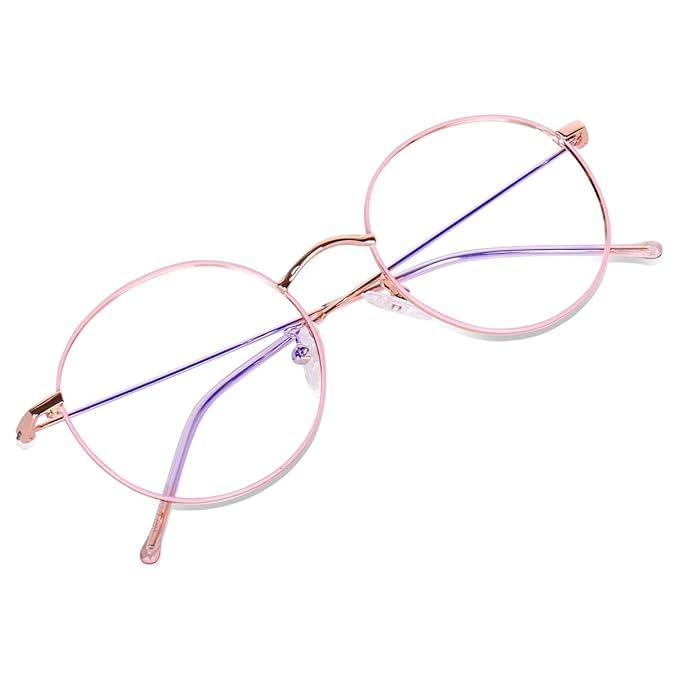 Image of Round Shape Blue Cut Antiglare Computer Eyeglasses For Men And Women |Blue Light Filtering Glasses For Computer And Mobile Use | 100% UV Protection | Gold & Silver Rose Gold.